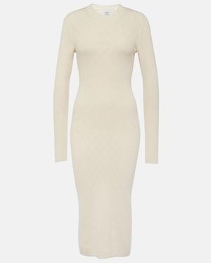 Ami Paris Knitted Cotton And Wool Midi Dress - Natural