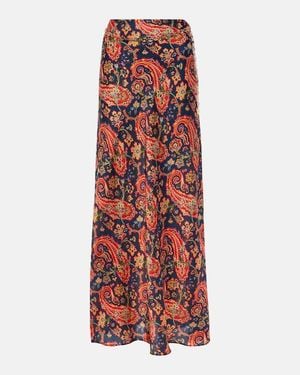 Rabanne Paisley Satin Maxi Skirt - Red