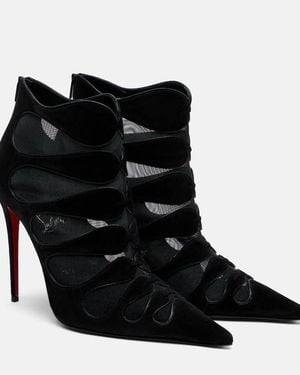 Christian Louboutin Circus Max Suede-Mesh Ankle Boots 100 - Black