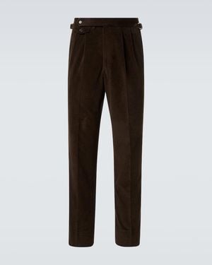 dunhill Cotton And Cashmere Corduroy Straight Trousers - Black