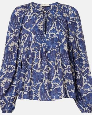 Ulla Johnson Brea Printed Cotton-Blend Blouse - Blue