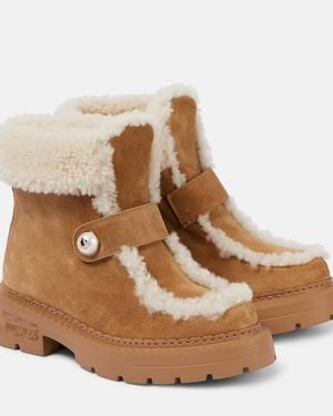 Jimmy Choo Shea Shearling-Lined Suede Ankle Boots - Brown