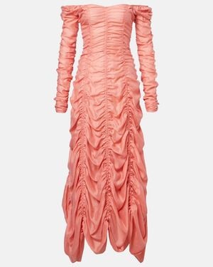KHAITE Judith Ruched Voile Cocktail Dress - Red