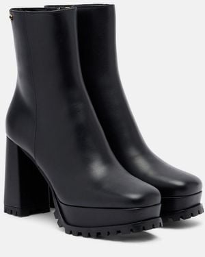 Gianvito Rossi Leather Platform Ankle Boots - Black