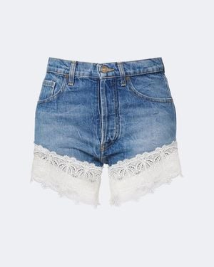 Alanui Shorts Romance Aus Denim Mit Spitze - Blau