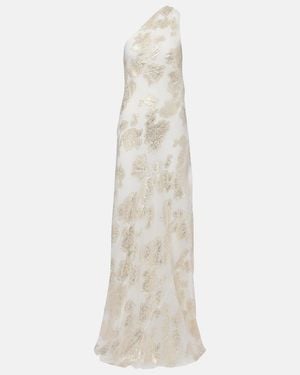 Alexandra Miro Ava Silk-Blend Lame Maxi Dress - White