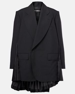 Junya Watanabe Pleated Wool Blazer Dress - Black