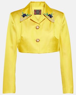 Miss Sohee Embellished Jacket And Crop Top Set - Yellow