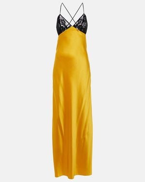 The Sei Lace-Trimmed Silk Satin Gown - Metallic