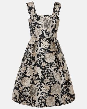 Carolina Herrera Floral Jacquard Midi Dress - Black