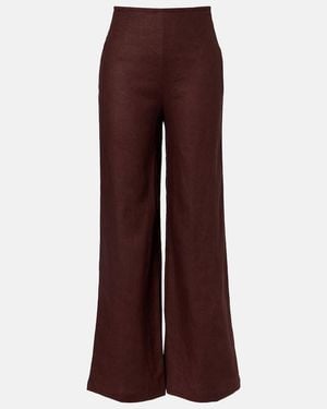 Faithfull the Brand Syna Linen Wide-Leg Trousers - Brown