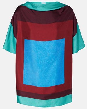 Loewe Printed Silk Satin Top - Red