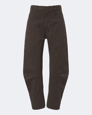 Nili Lotan Shon Cotton Twill Barrel-Leg Trousers - Grey