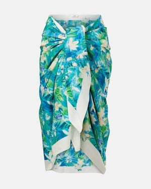 Chloé Pareo De Algodon Floral - Azul