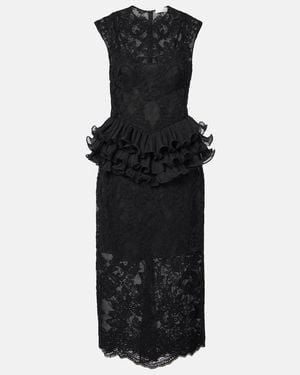 Zimmermann Crush Ruffled Lace Midi Dress - Black
