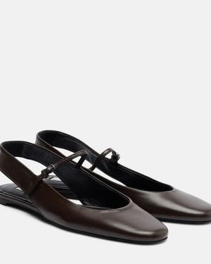 TOTEME Leather Mary Jane Flats - Black