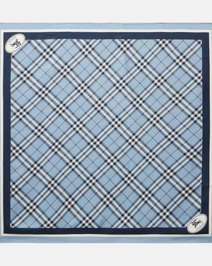 Burberry Tuch Check Aus Seiden-Twill - Blau