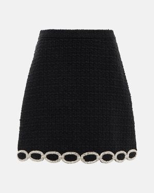 Valentino Embellished Tweed Miniskirt - Black