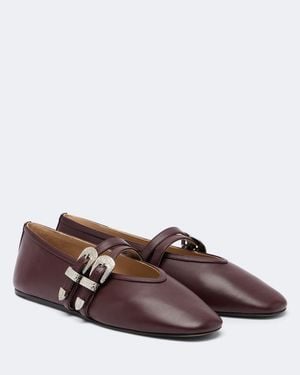 Le Monde Beryl Claudia Leather Mary Jane Flats - Brown