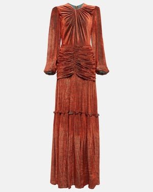 Costarellos Sabrina Ruched Devoré-velvet Gown - Brown