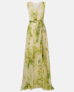 Erdem Floral Silk Creponne Midi Dress - Green