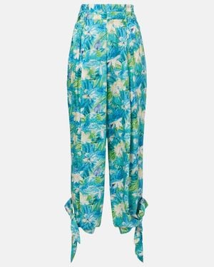 Chloé Floral Silk Balloon Trousers - Blue