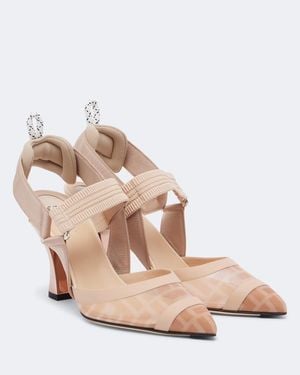 Fendi Colibri Mesh Slingback Court Shoes - Pink