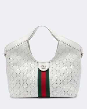 Gucci Giglio Small Leather Tote Bag - White