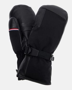 Moncler Leather-Trimmed Padded Ski Mittens - Blue