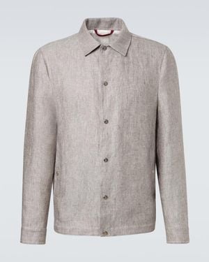 Brunello Cucinelli Hemp And Linen Overshirt - Grey