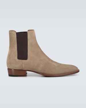 Saint Laurent Suede Wyatt Chelsea Boots - Brown
