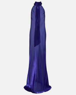 Galvan London Sienna Semi-Sheer Organza Gown - Blue