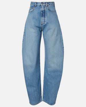 Alaïa High-Rise Barrel-Leg Jeans - Blue