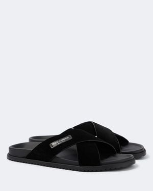 Dolce & Gabbana Sandalen Aus Veloursleder - Schwarz