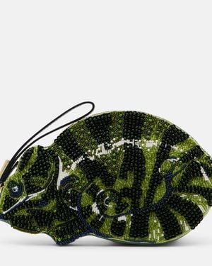 ALÉMAIS Clutch Chameleon Small Con Cuentas - Verde