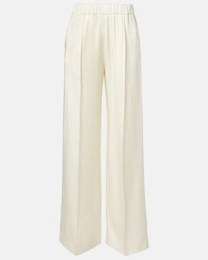 Jil Sander Gathered Satin Wide-Leg Trousers - White