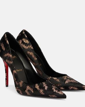 Christian Louboutin Miss Z Leopard-Print Velvet Court Shoes - Black
