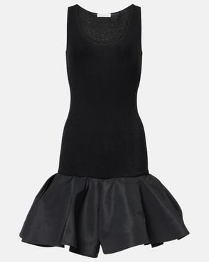 Nina Ricci Peplum Cotton-Blend Midi Dress - Black