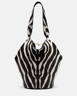 KHAITE Lotus Mini Calf Hair And Suede Tote Bag - Black