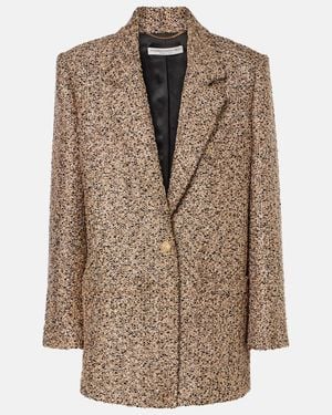 Alessandra Rich Oversized Tweed Lame Blazer - Brown