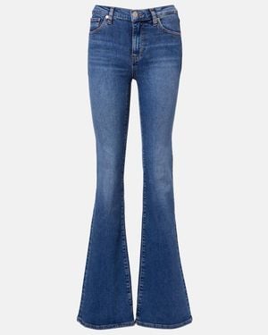 FRAME Icon Long Mid-Rise Flared Jeans - Blue