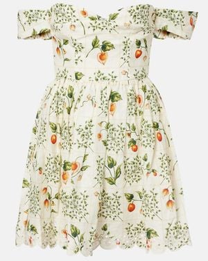 Agua Bendita Poesia Off-Shoulder Linen Minidress - Metallic
