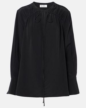 Victoria Beckham Silk Tie-Neck Blouse - Black