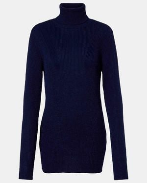 Dries Van Noten Rollkragenpullover Aus Rippstrick - Blau