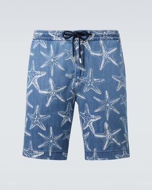 Vilebrequin Printed Denim Bermuda Shorts - Blue