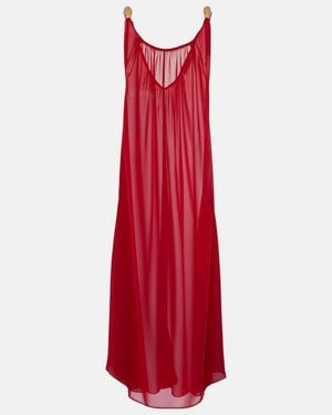 Adriana Degreas Holiday Open-Back Chiffon Maxi Dress - Red