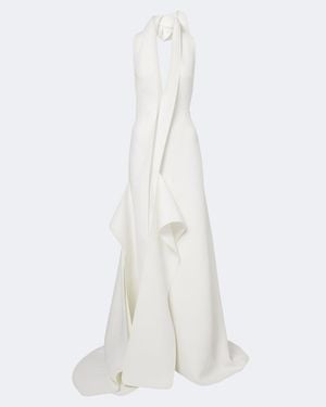 Maticevski Allude Asymmetric Halterneck Jersey Gown - White