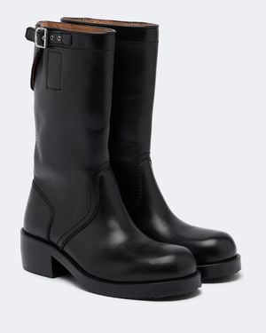 Dries Van Noten Leather Biker Boots - Black