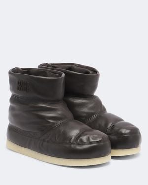 Miu Miu Padded Leather Ankle Boots - Black