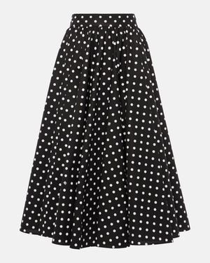Dolce & Gabbana Cotton Calf-Length Circle Skirt With Polka-Dot - Black